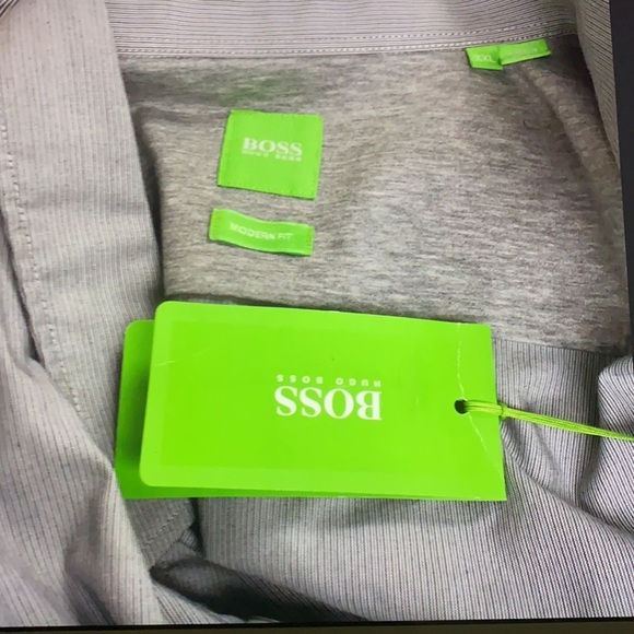 Hugo Boss Gray Modern Fit Logo Shirt New With Tags